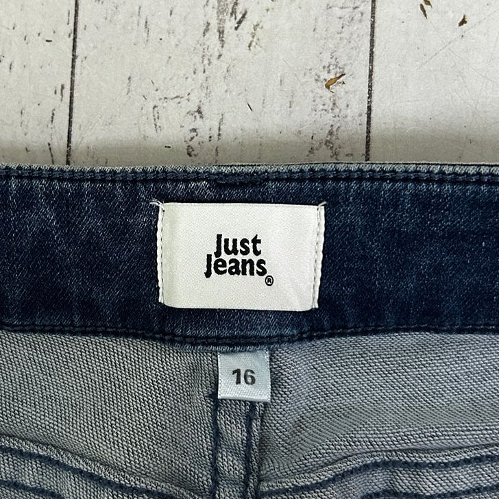 Just Jeans Blue Amaze Knit Mid Rise Boyfriend Jeans - Size 16