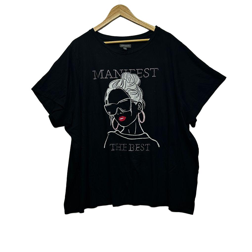 Autograph Cotton Print T-Shirt - Size XXL