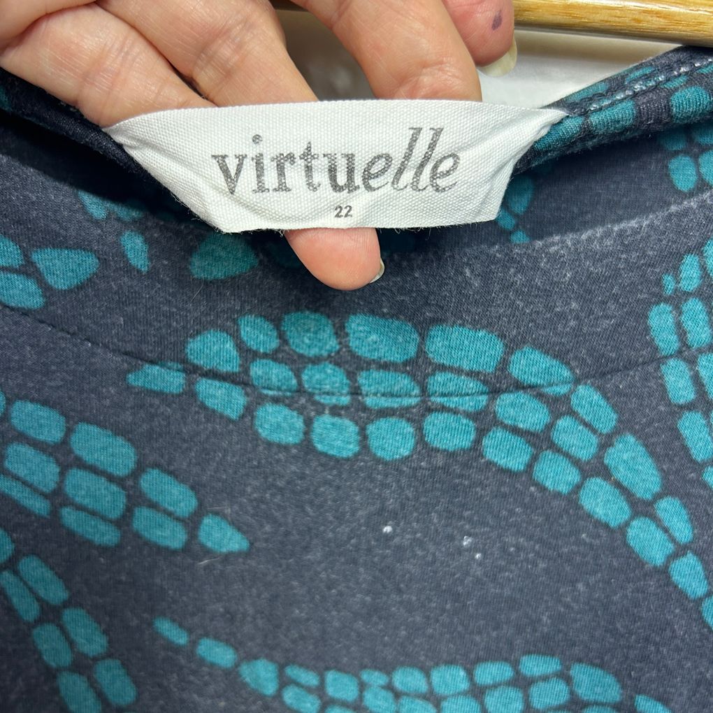 Virtuelle Teal Print Tunic Top - Size 22