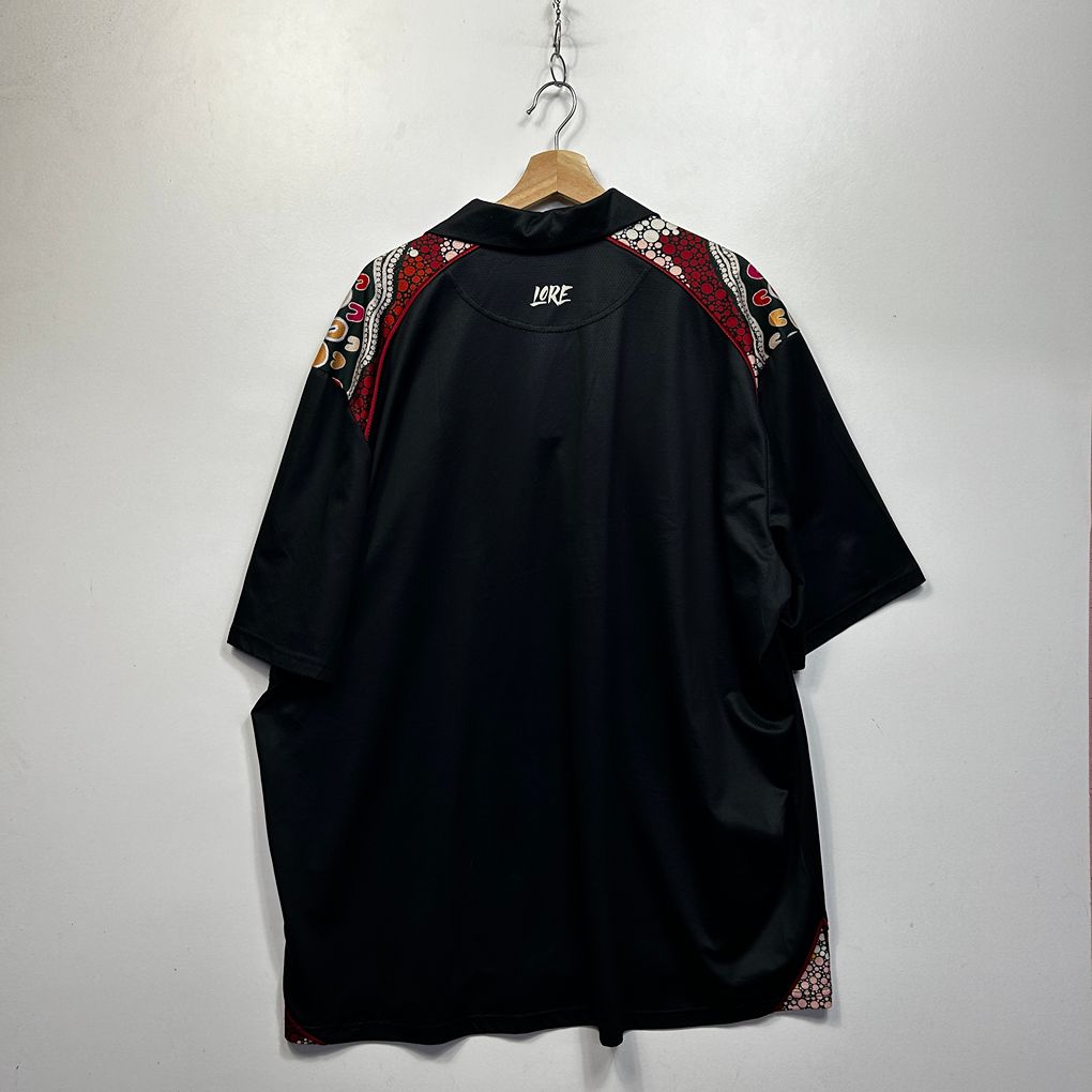 Lore Indigenous Print Black Plus Size Mens Polo Shirt - Size 5XL