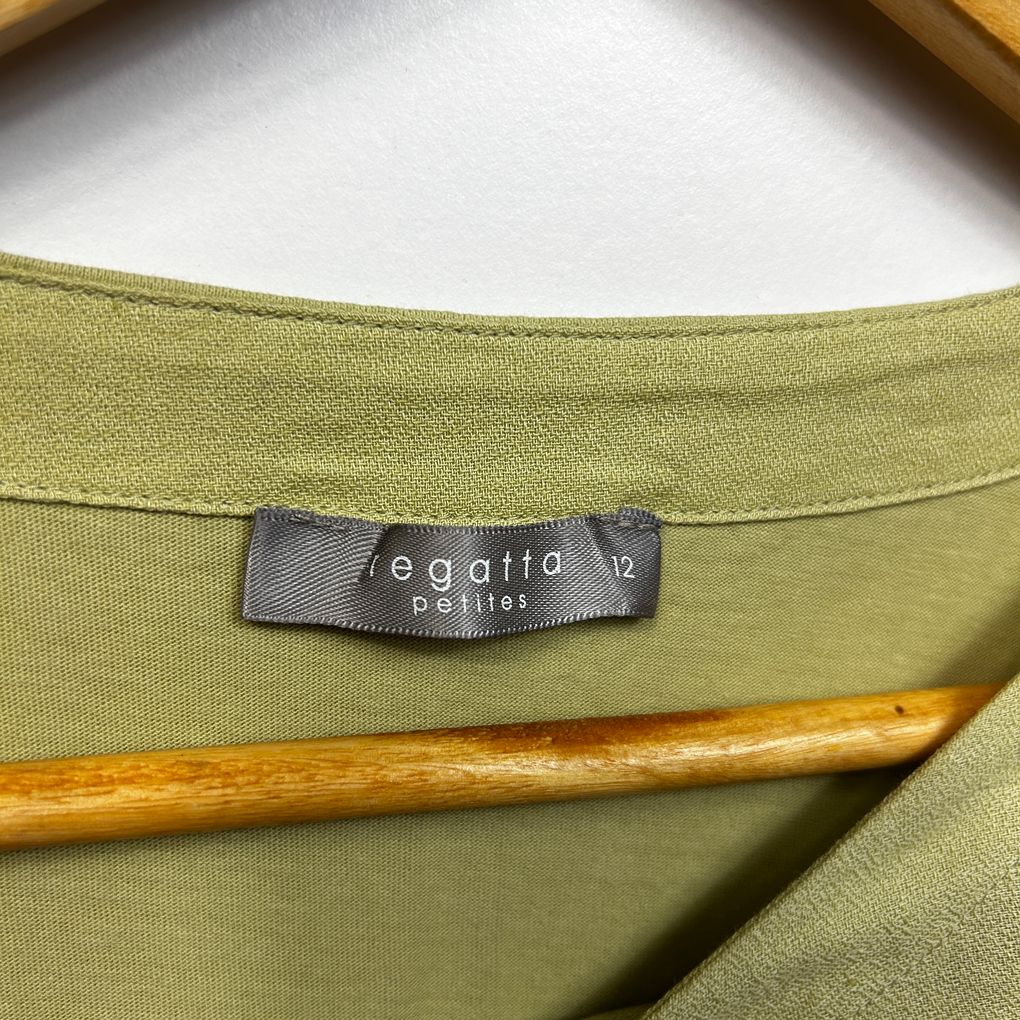 Regatta Peties Linen Sequins Olive Top - Size 12