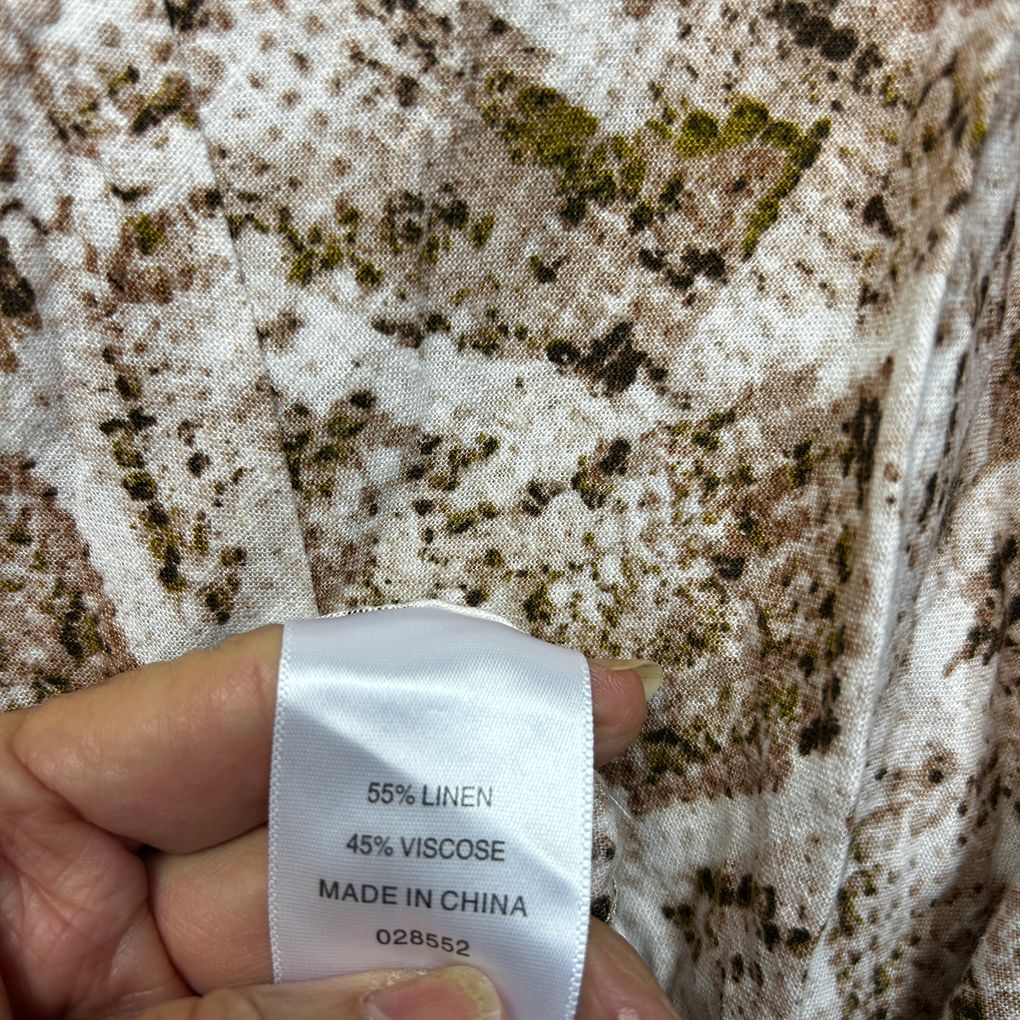 Sussan Brown Snake Print Linen Top - Size 18