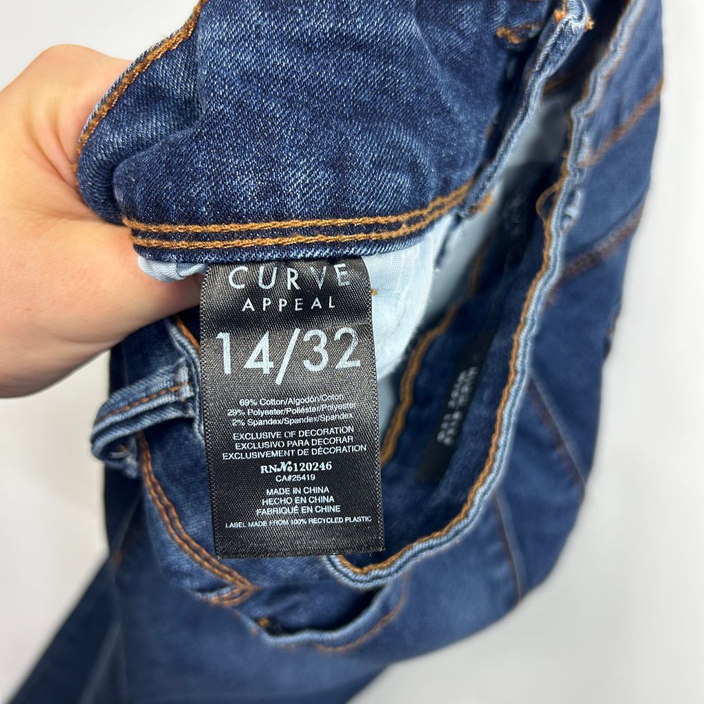 Curve Appeal Blue Wide Leg Jeans - Size 14/32