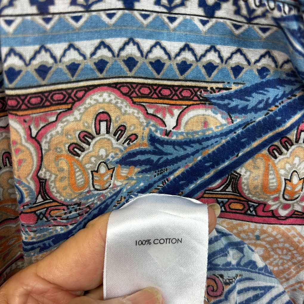Katies Blue Paisley Cotton 3/4 Sleeve Tunic Top - Size 18