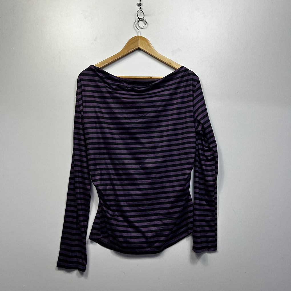 Purple Striped Long Sleeve Top - Size XL