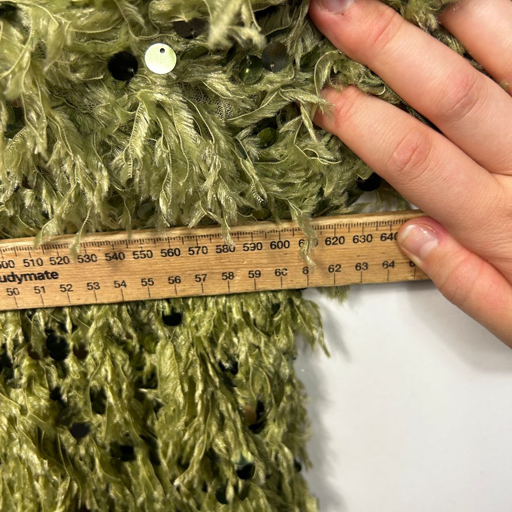 Decjuba Olive Fluffy Embellished Cropped Top - Size 3XL