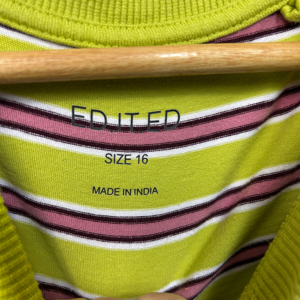 Ed.it.ed Multicoloured Striped Cotton Crop Top - Size 16