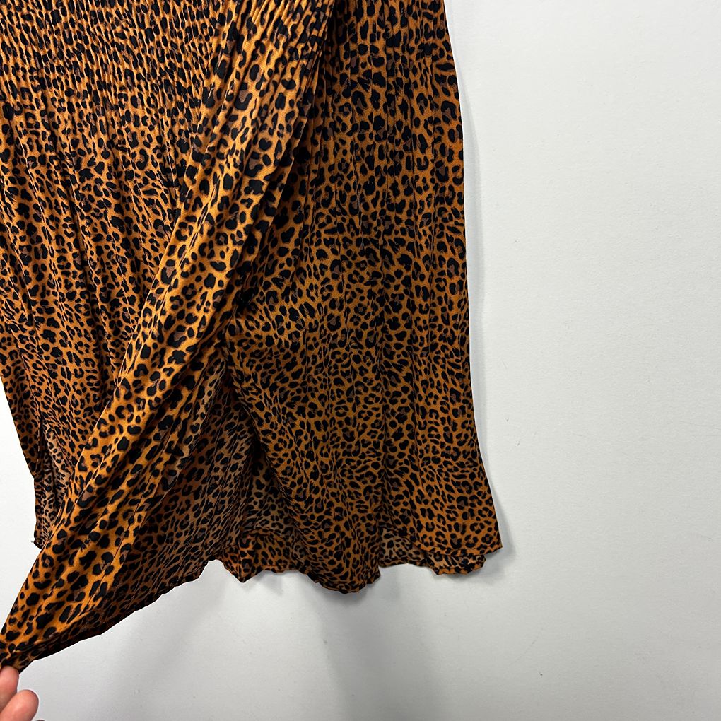 Autograph Brown Animal Print Plus Size Pleated Skirt - Size 24 RRP $89.99