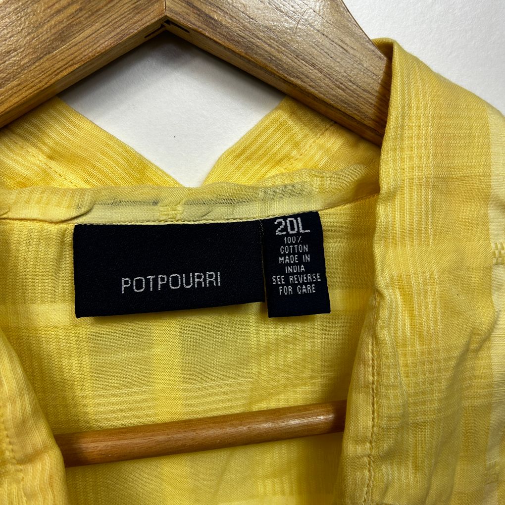Potpourri Yellow Plus Size Cotton Shirt - Size 20L (New with fault)
