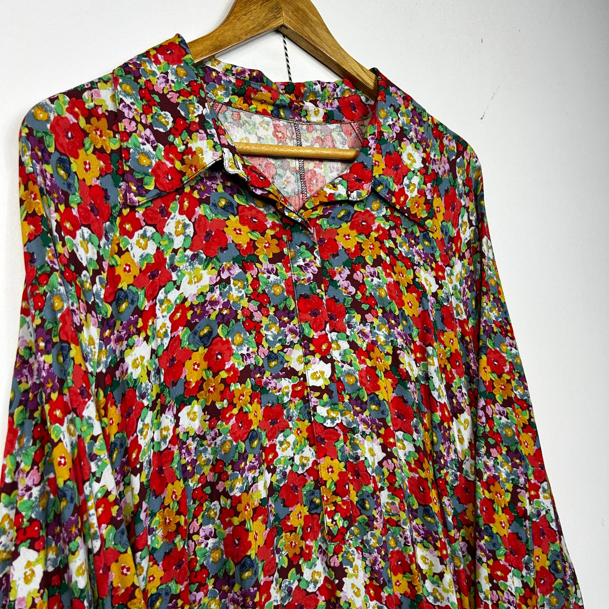 H&M Multicoloured Floral Maxi Shirt Dress - Size XL