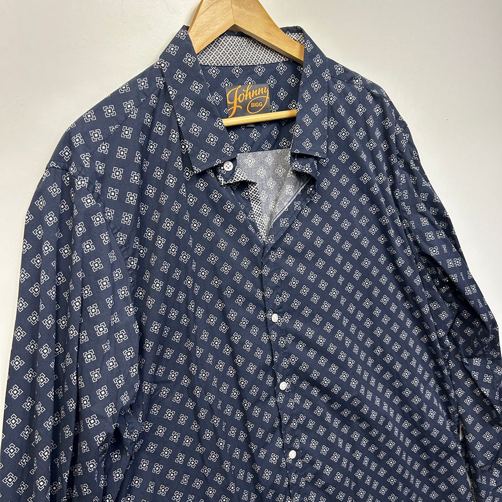 Johnny Bigg Navy Long Sleeve Cotton Mens Shirt - Size 3XL
