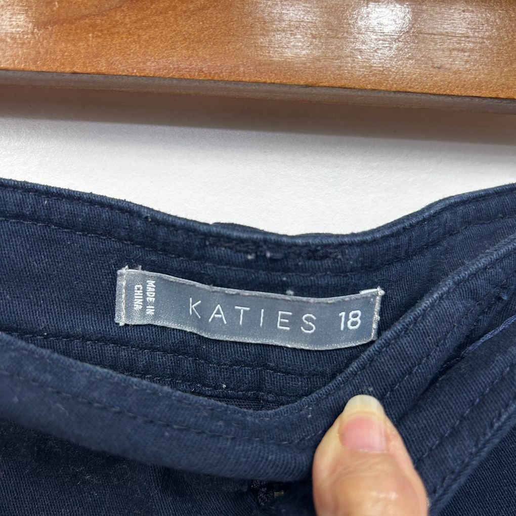 Katies Navy Cotton Skirt - Size 18 (fault)