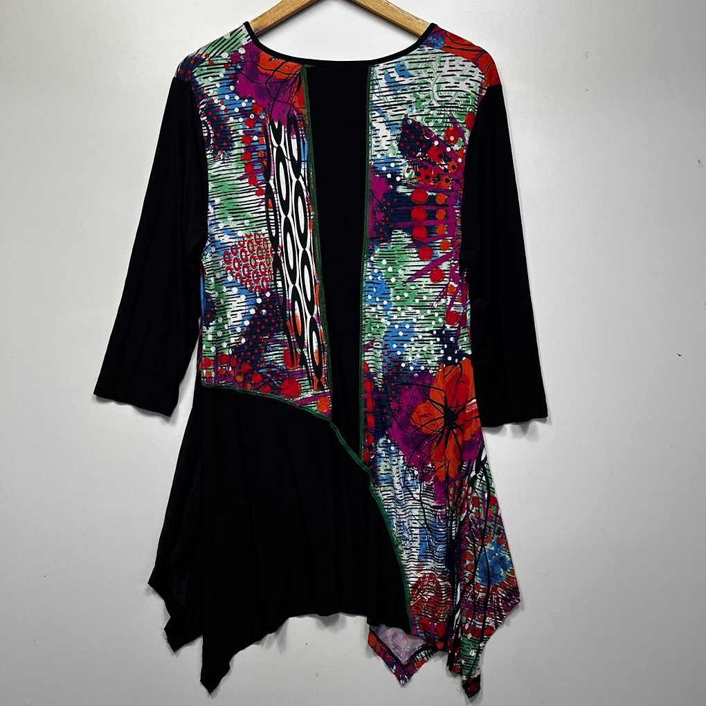 Taking Shape Multicoloured Patchwork Tunic Top - Size 14/XS