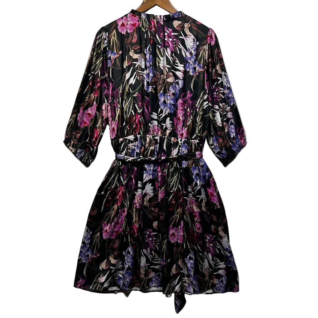 Portmans Curve Black Floral Dress - Size 22