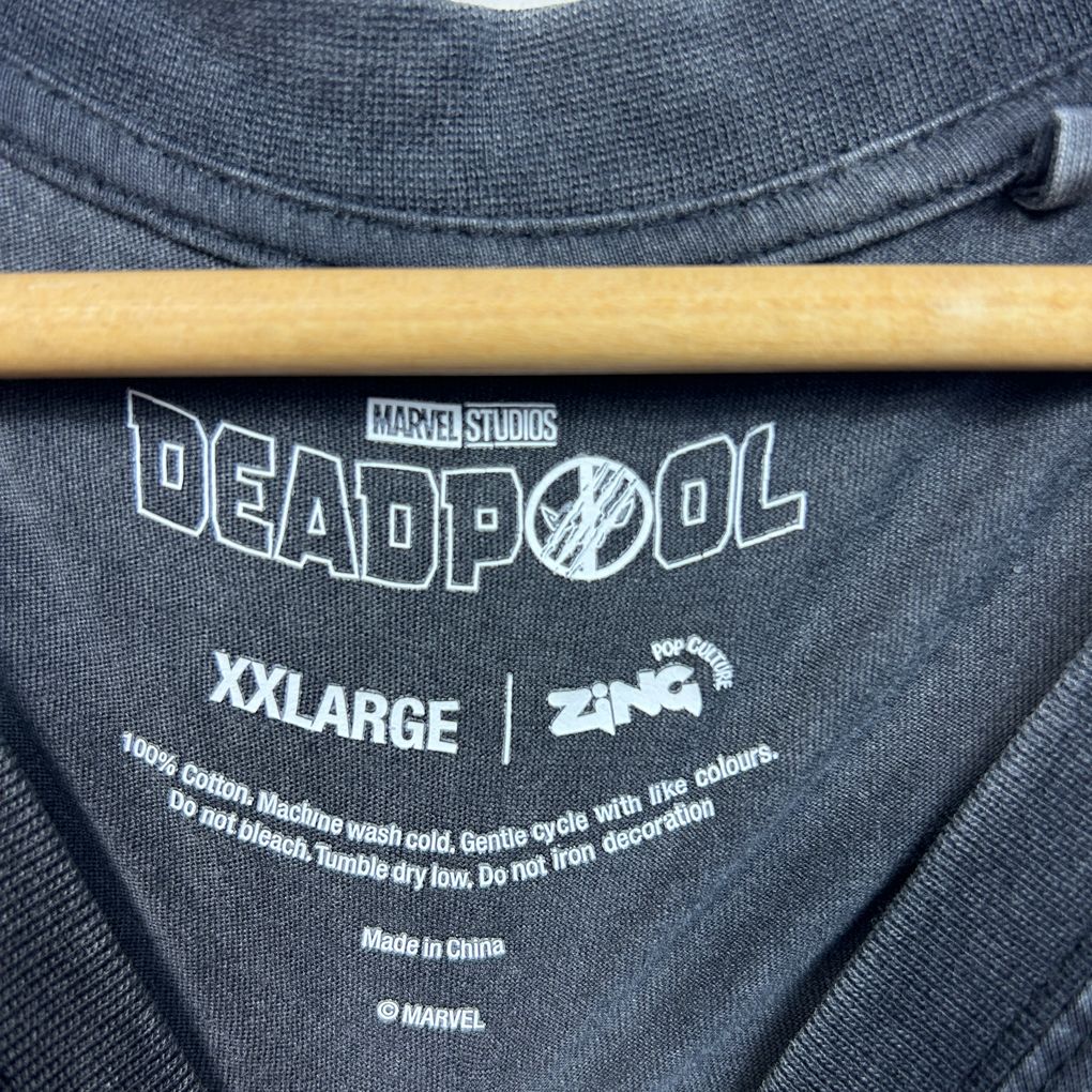Deadpool Charcoal Cotton T-Shirt - Size XXL