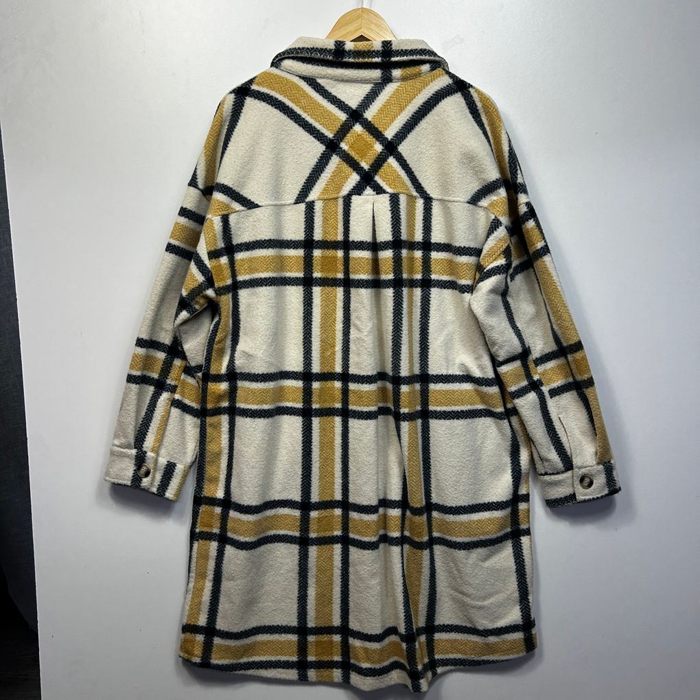 Anko Cream Check Shacket - Size 16