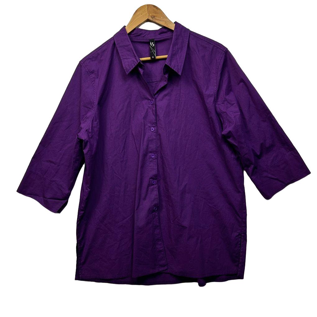 Taking Shape Purple Button Up Cotton Shirt - Size 16