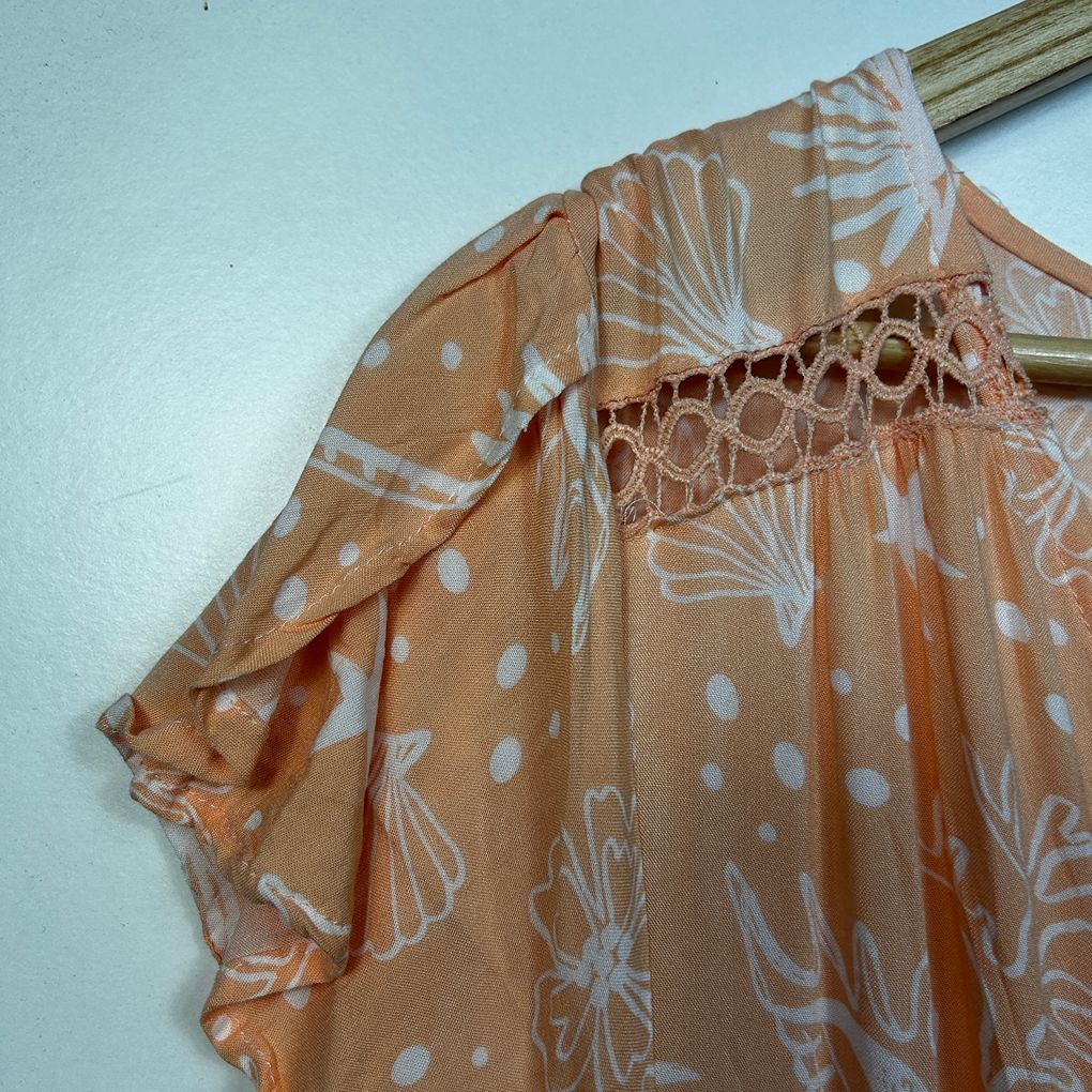 Rivers Peach Print Maxi Dress - Size 20