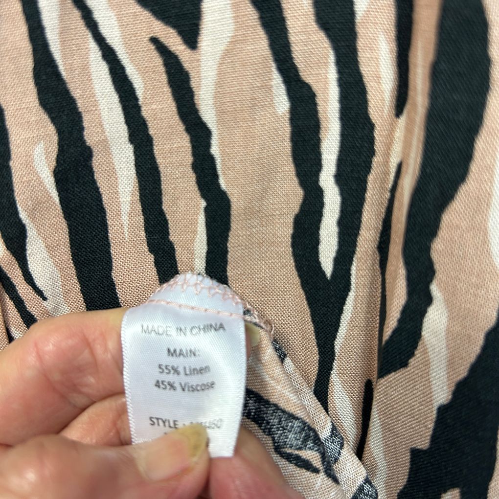 Beme Brown Animal Print Linen Dress - Size 22