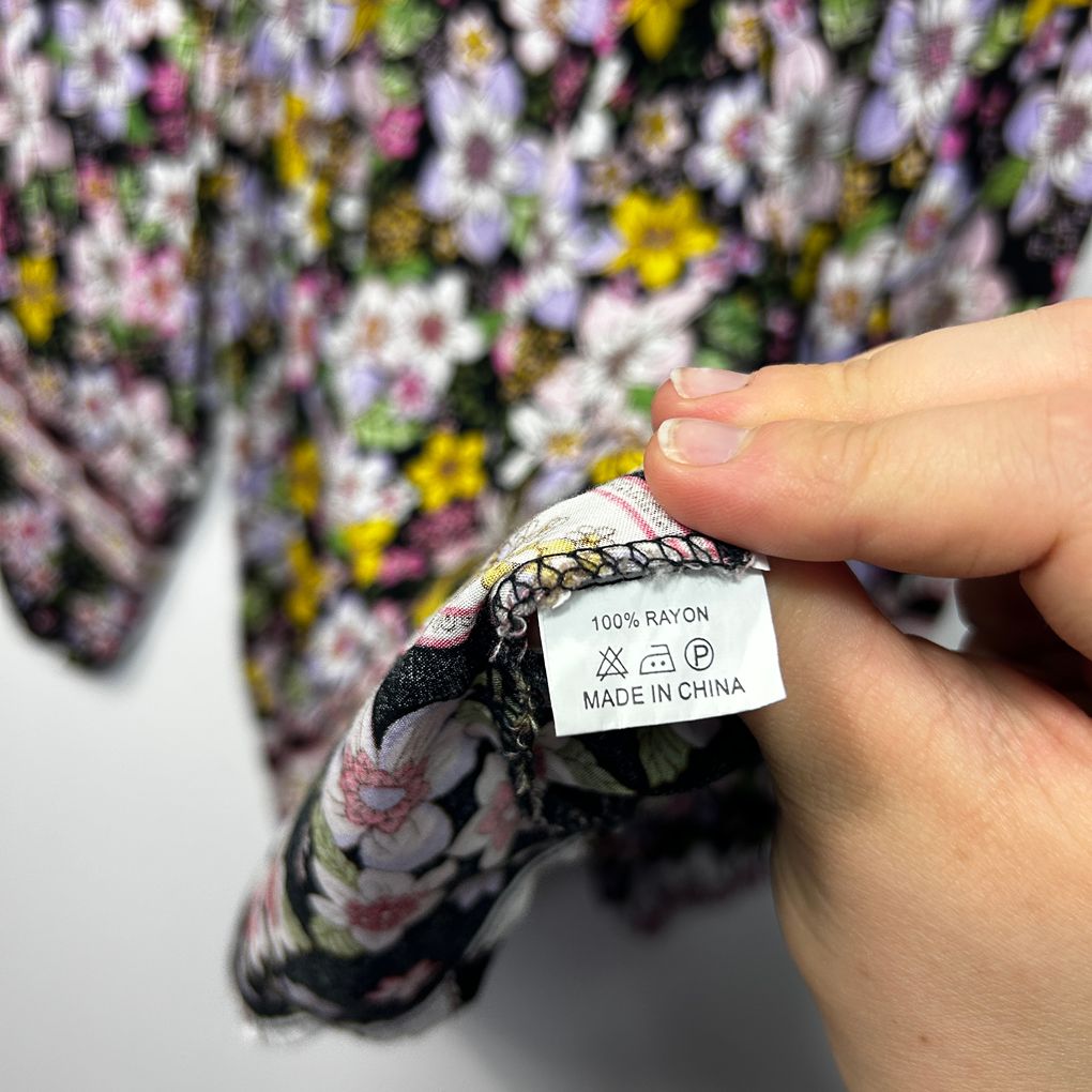 Jaase Black Floral Oversized Boho Top - Size XL