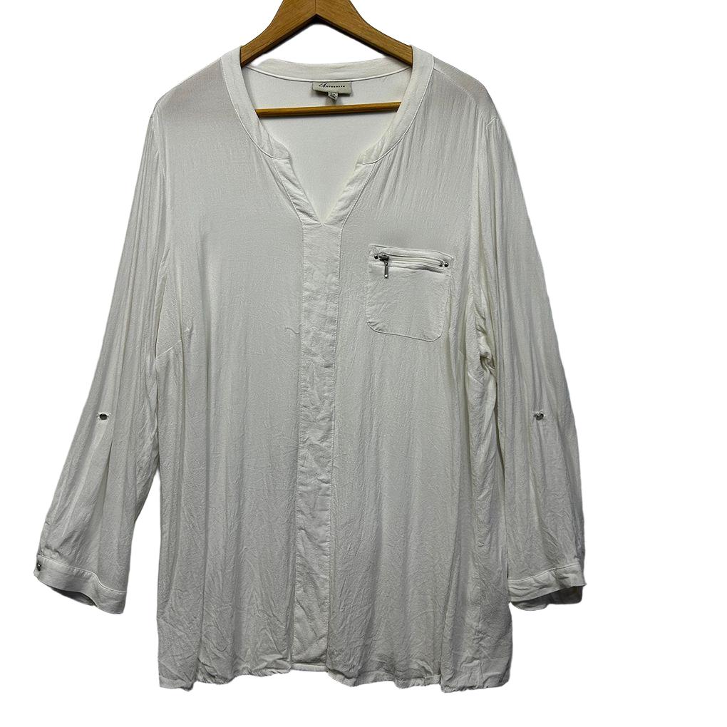 Autograph White Sheer Long Sleeve Top - Size 24