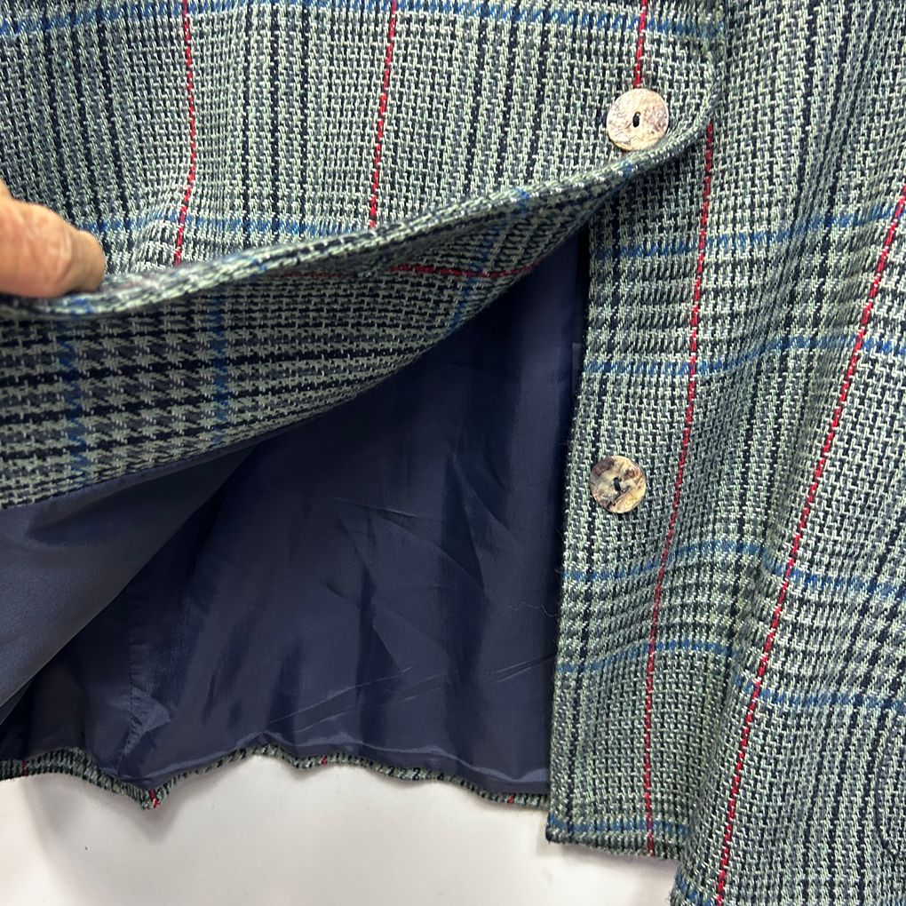 Vintage Geiger Grey Check Wool Blend Blazer Jacket - Size 22
