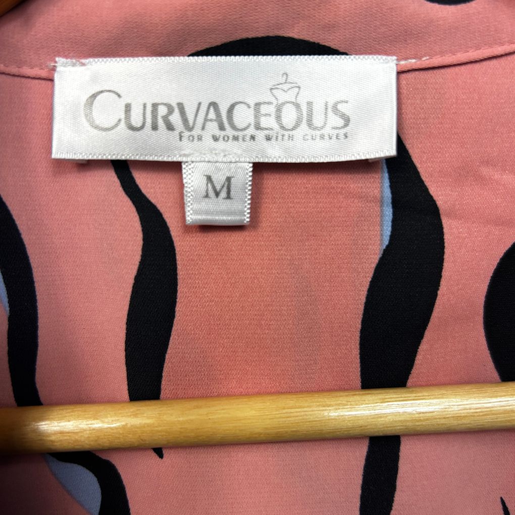 Curvaceous Pink Print Plus Size Shirt - Size M/18