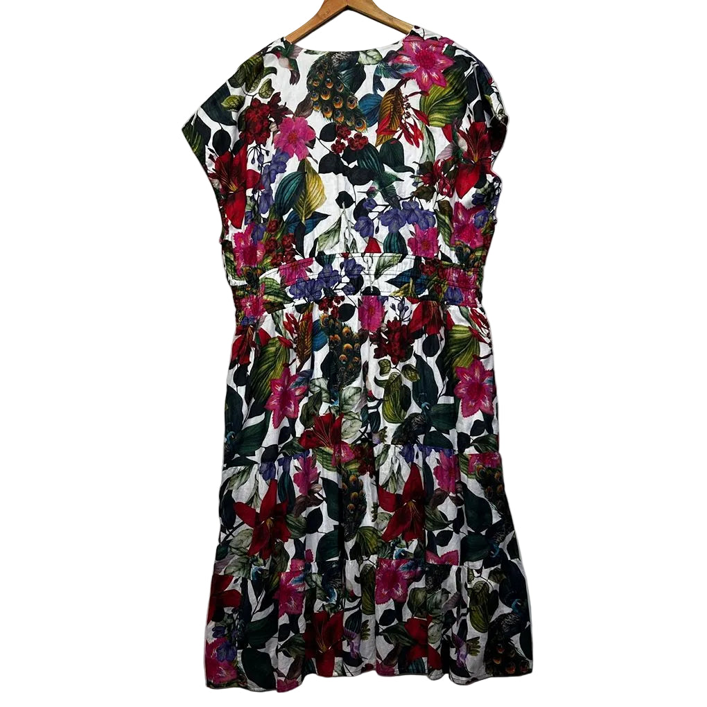 Virtuelle White Floral Cotton Dress - Size 24