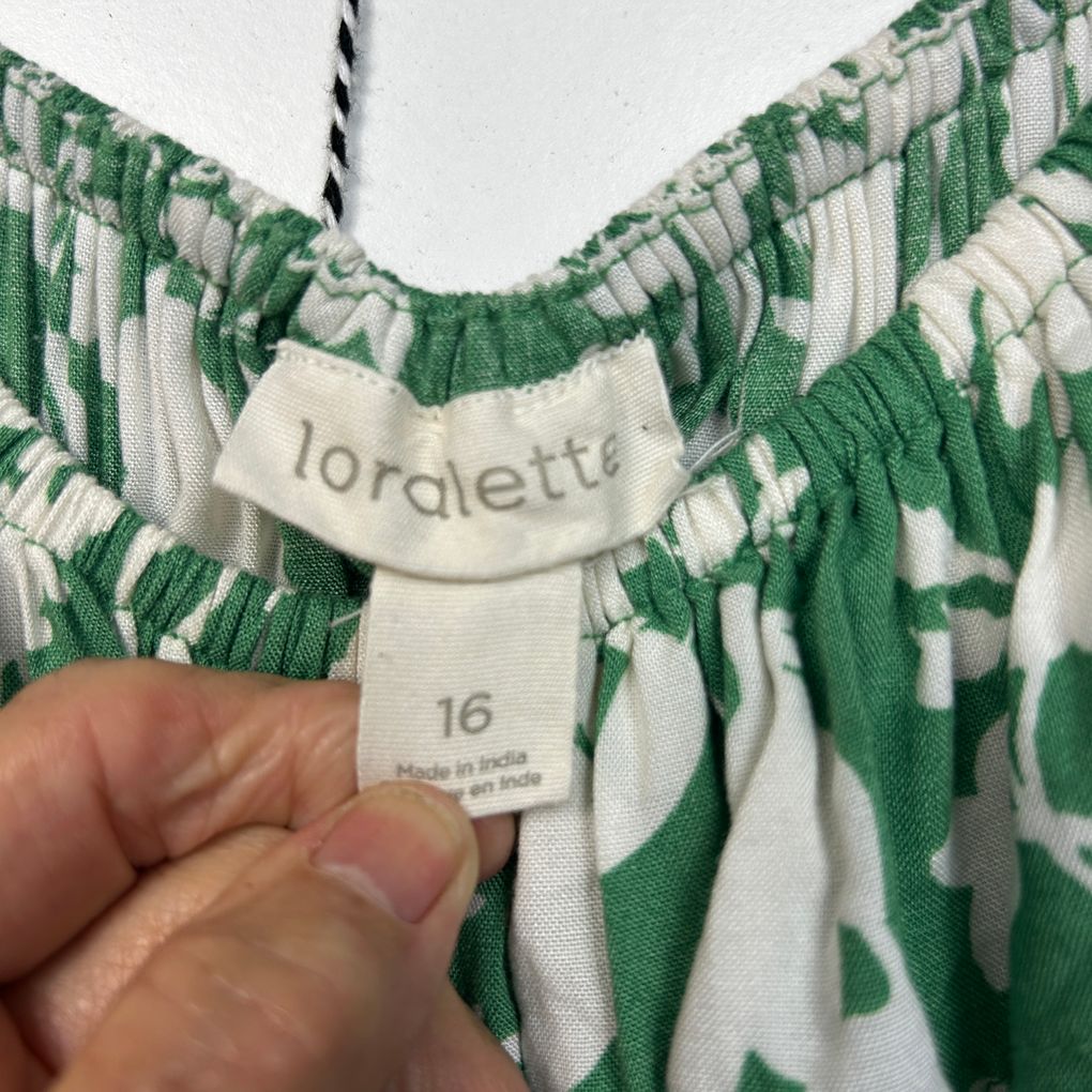Loralette Green White Floral Maxi Dress - Size 16