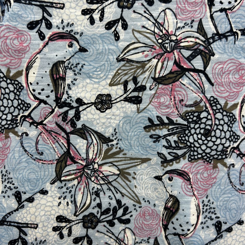 Black Pepper Blue Floral Cotton Shirt - Size 16
