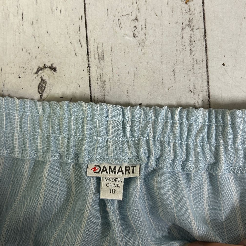 Damart Blue Plus Size Striped Pants - Size 18