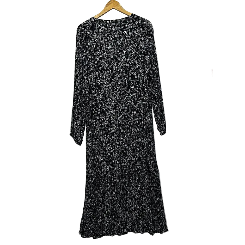 Sussan Black Floral Long Sleeve Dress - Size 18