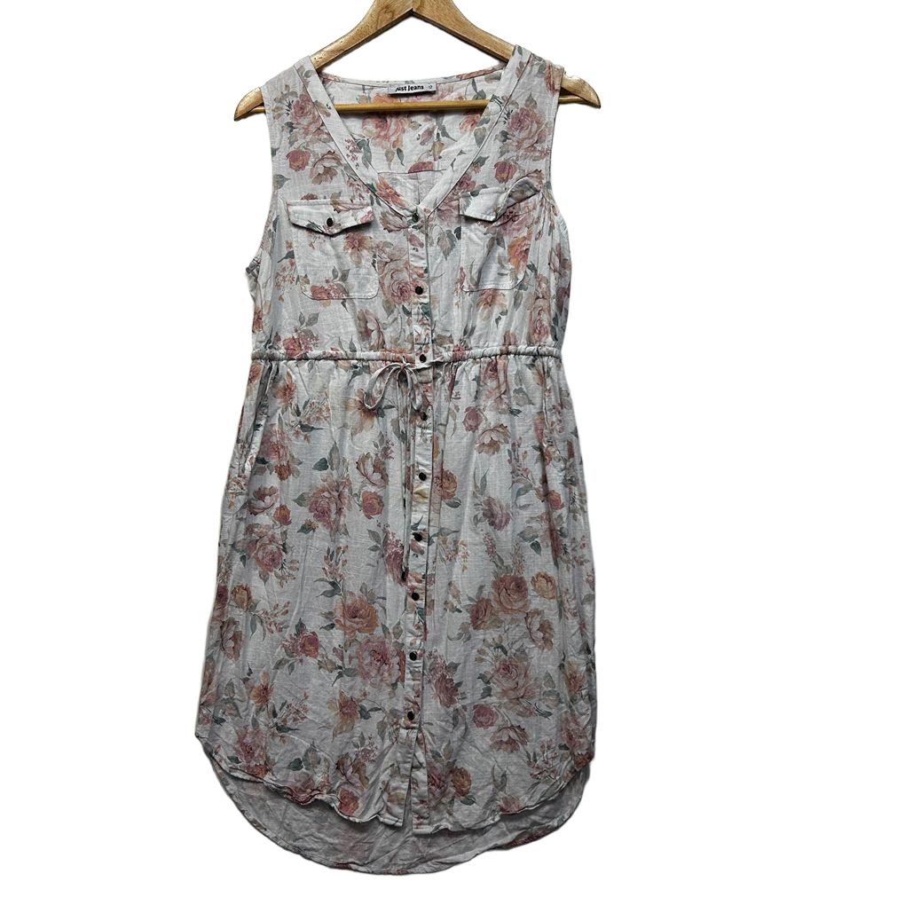 Just Jeans White Floral Linen Dress - Size 12