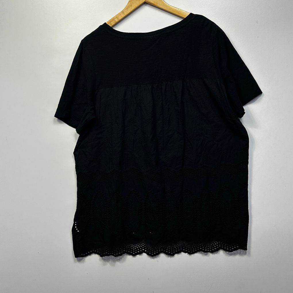 Autograph Black Cotton Top - Size 20