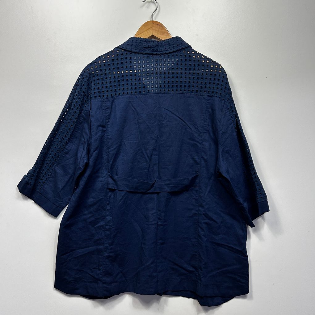 Olla Oh Navy Cotton Broderie  Oversized Tunic Shirt - Size XL