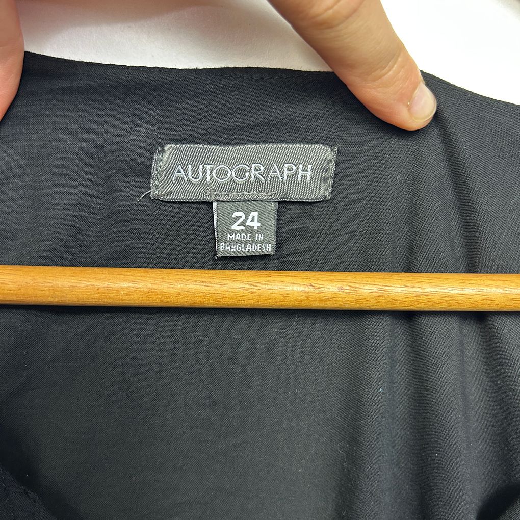 Autograph Black Plus Size Pintuck Top - Size 24