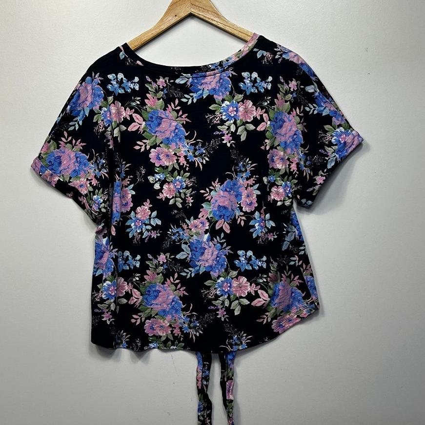 Just Jeans Black Floral Cotton Top - Size L