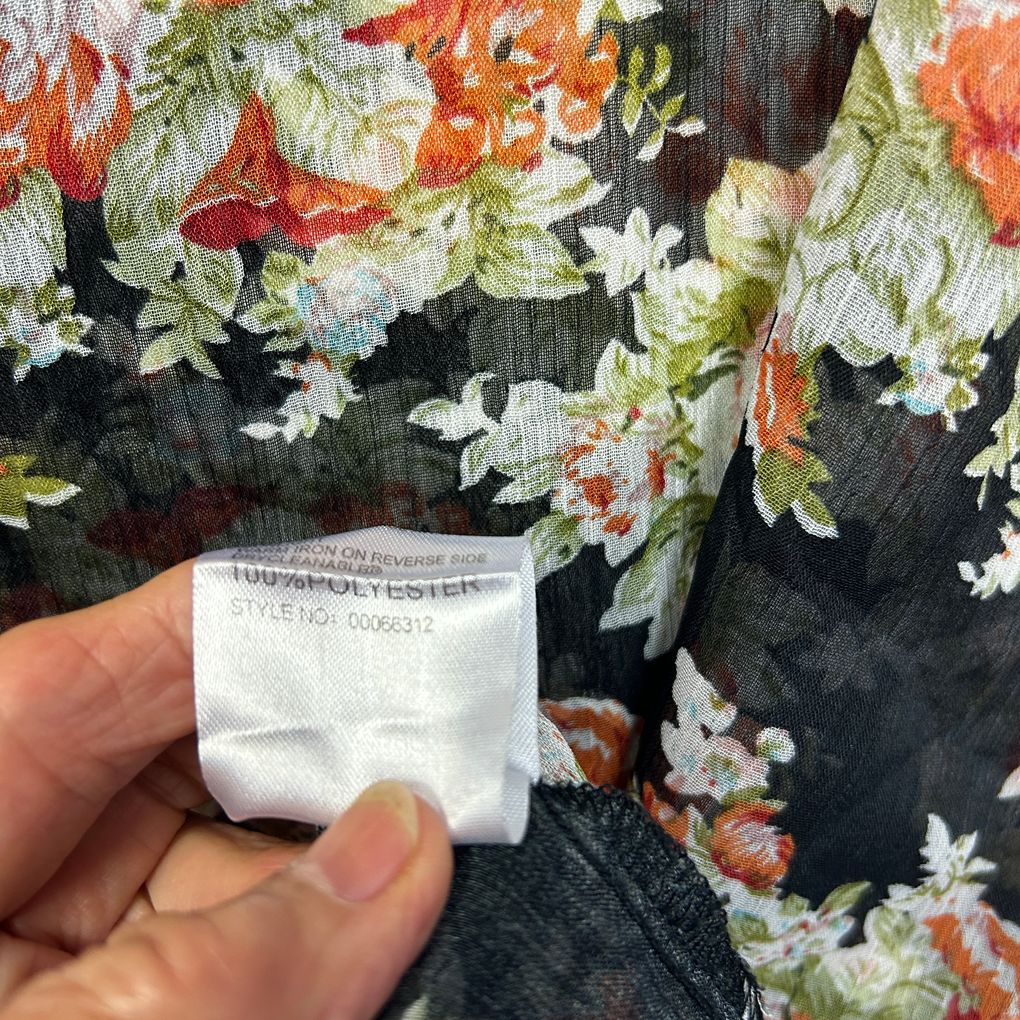 Crossroads Black Floral Sheer Top - Size 12