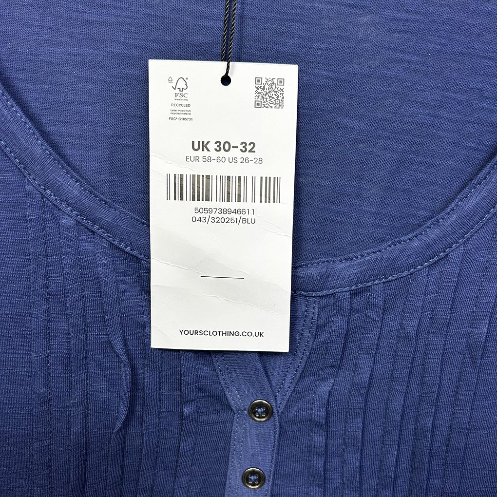 Yours Navy Cotton Top - Size 30-32