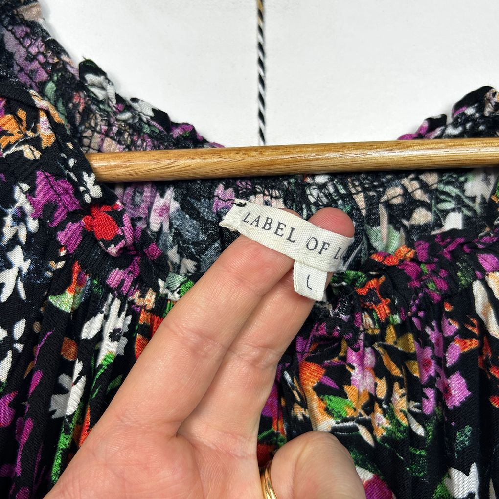 Label of Love Black Floral Midi Dress - Size L