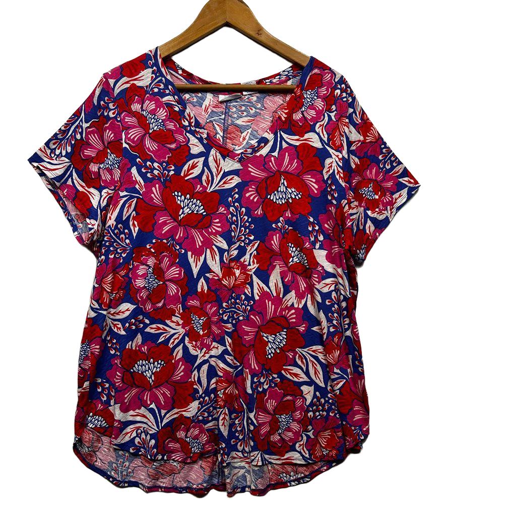 Sigrid Olsen Floral V-Neck Top - Size 2X