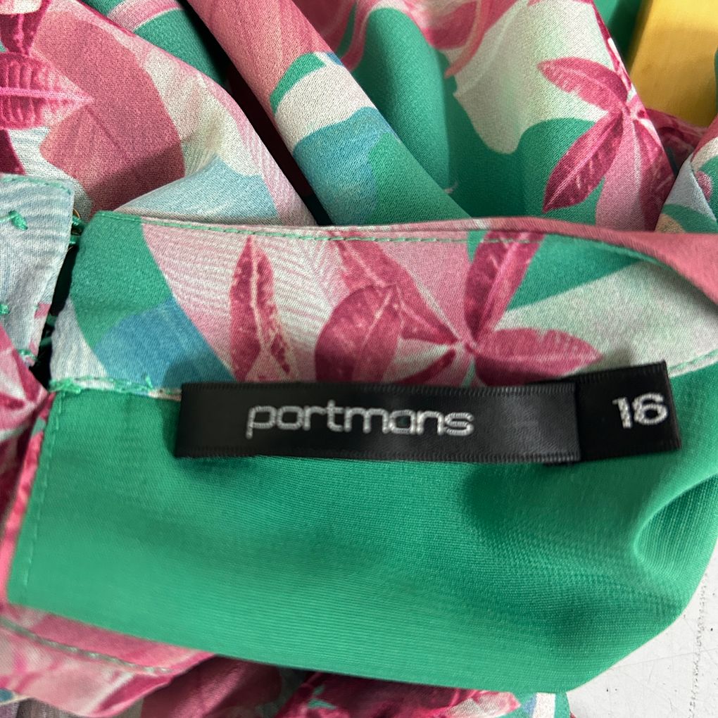 Portmans Green Floral Dress - Size 16