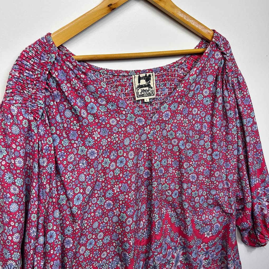 Jaase Pink Oversized Floral Boho Top - Size L (fits up to 22)