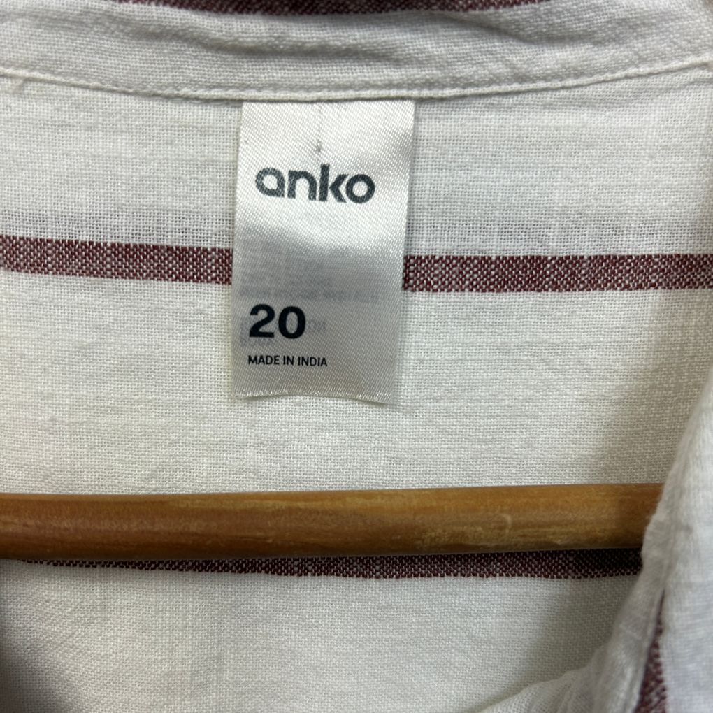Anko White Striped Cotton Top - Size 20