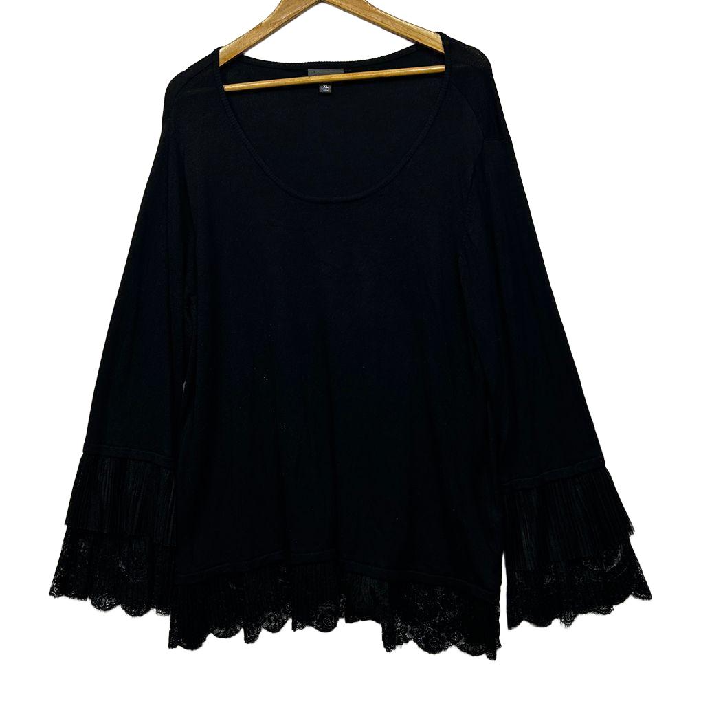 Autograph Black Lace Trim  Knit Tunic Top - Size 22/XL