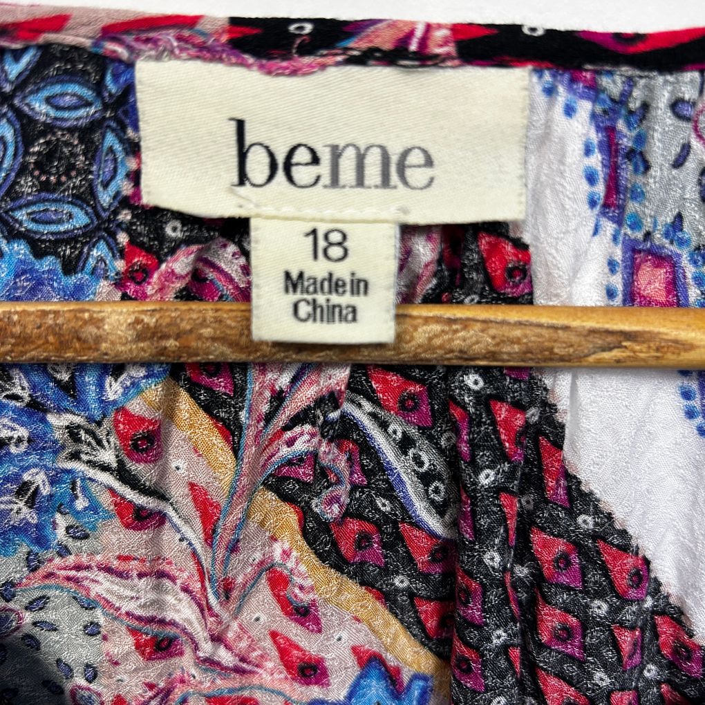 Beme Multicoloured Patchwork Top - Size 18