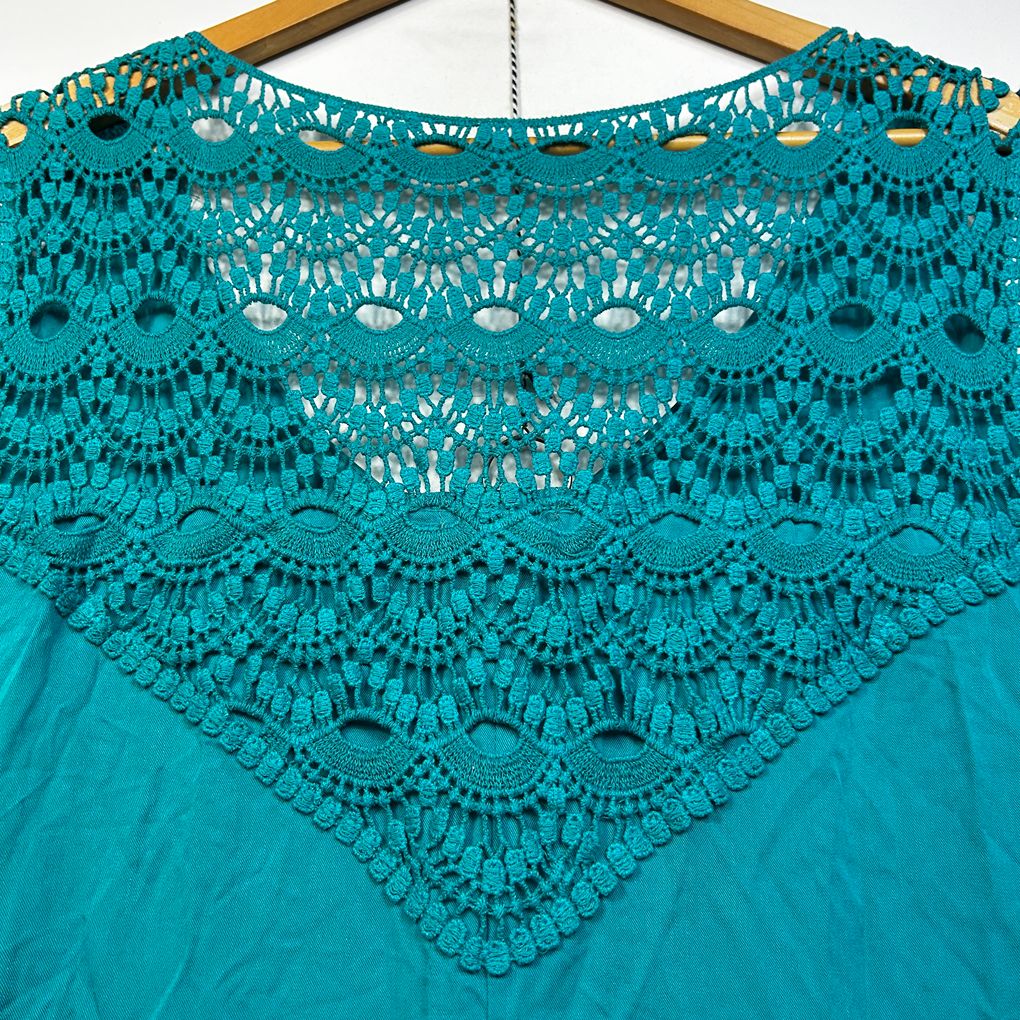 Autograph Teal Crochet Trim Maxi Sleeveless Dress - Size 18