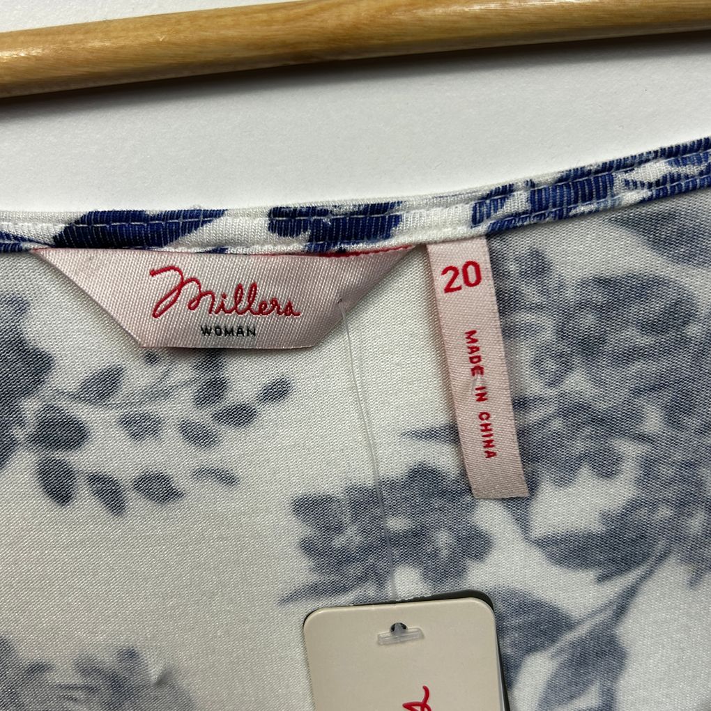 Millers White Plus Size Floral Top - Size 20 RRP $45