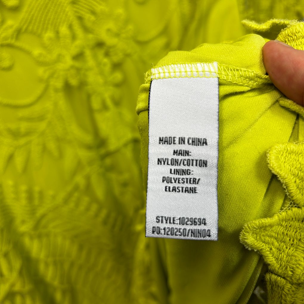 Beme Lime Green Plus Size Embroidered Cotton Top - Size 22