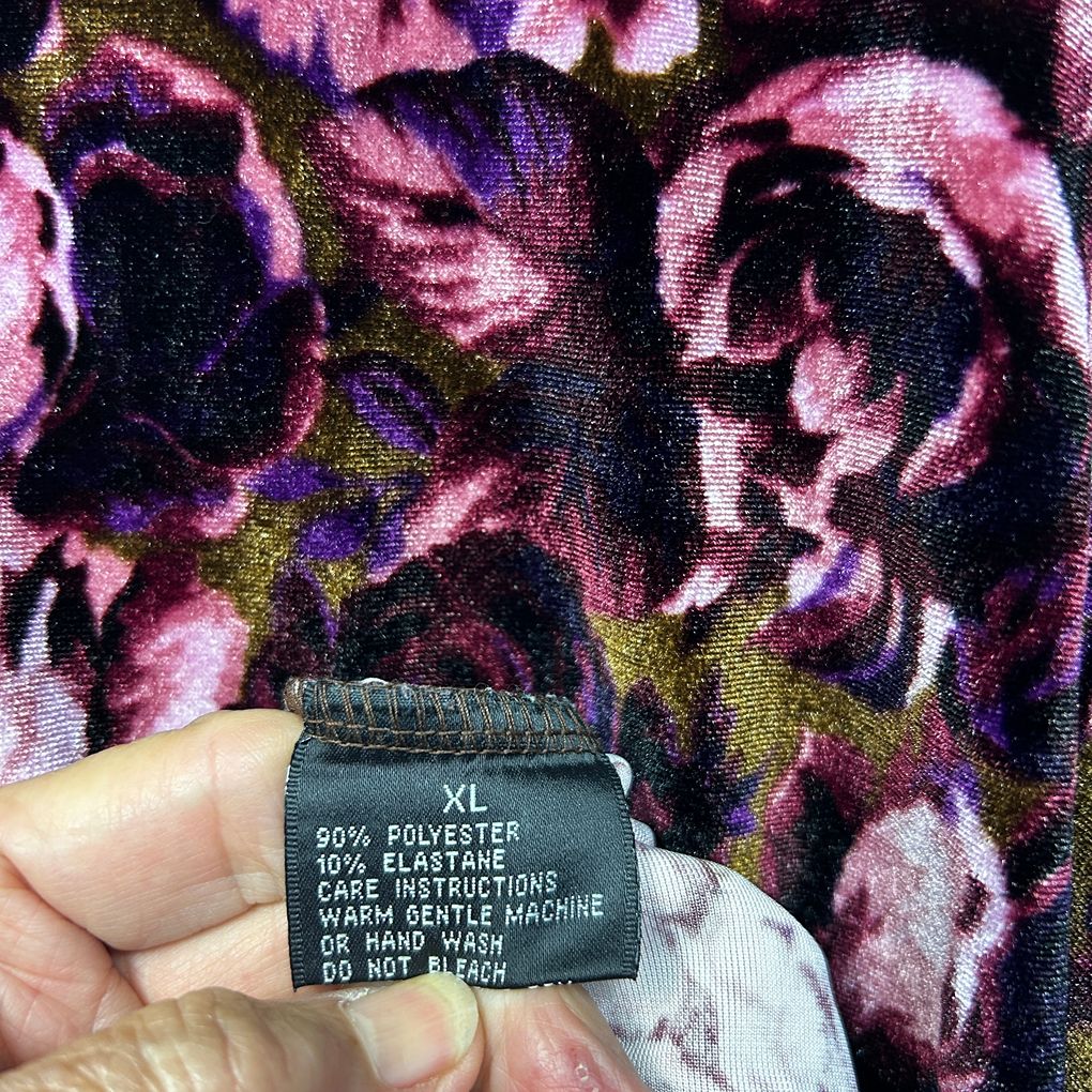 Rockmans Purple Velvet Floral Top - Size XL